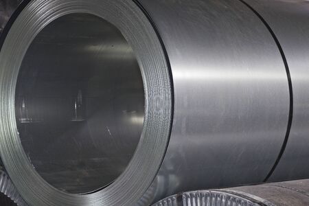 Rolls of cold-rolled galvanized steel in stock, Russiaの写真素材