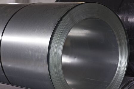 Rolls of cold-rolled galvanized steel in stock, Russiaの写真素材
