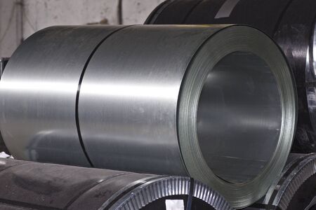 Rolls of cold-rolled galvanized steel in stock, Russiaの写真素材