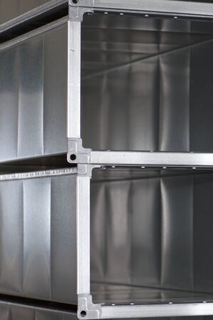 Elements and parts made of galvanized sheet for various ventilation systems, Russiaの写真素材