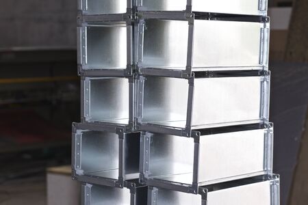 Elements and parts made of galvanized sheet for various ventilation systems, Russiaの写真素材