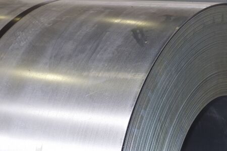 Rolls of cold-rolled galvanized steel in stock, Russiaの写真素材