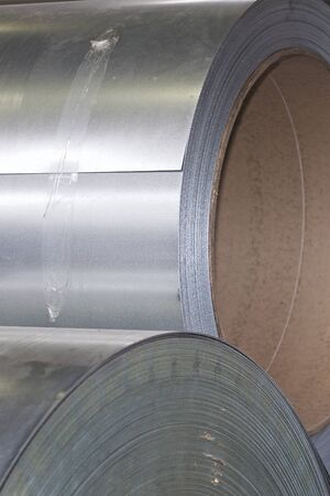 Rolls of cold-rolled galvanized steel in stock, Russiaの写真素材