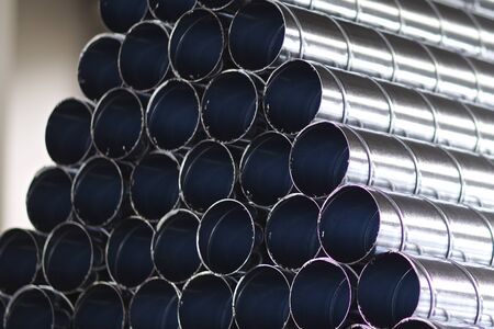 Elements and parts made of galvanized sheet for various ventilation systems, Russiaの写真素材