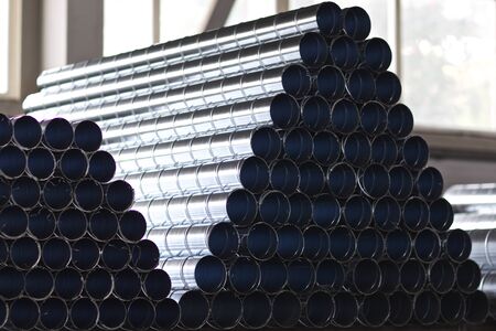 Elements and parts made of galvanized sheet for various ventilation systems, Russiaの写真素材