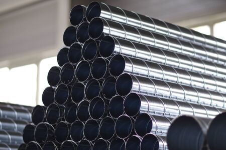 Elements and parts made of galvanized sheet for various ventilation systems, Russiaの写真素材