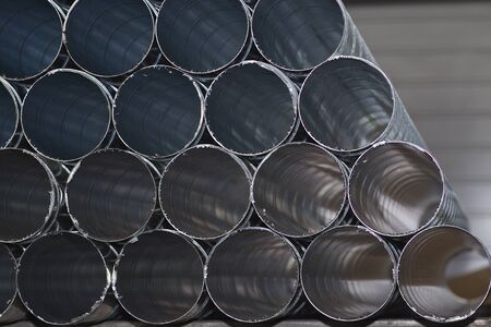 Elements and parts made of galvanized sheet for various ventilation systems, Russiaの写真素材