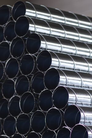 Elements and parts made of galvanized sheet for various ventilation systems, Russiaの写真素材