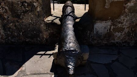 Ancient cannons of defense weapons in the old fortress, the island of Cyprusのeditorial素材