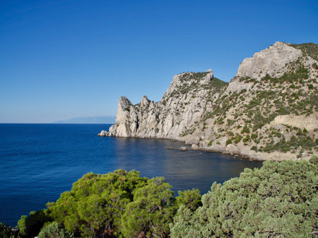 Mountains and rocks on the Black Sea coast, Novy Svet, Crimeaの写真素材