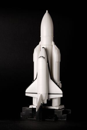 space ship over black backgroundの写真素材