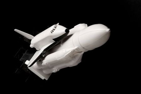 space ship over black backgroundの写真素材