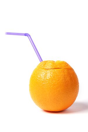 closeup photography of orange with violet tubuleの写真素材