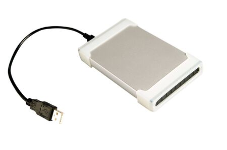 Isolated external hard drive with usb wireの写真素材