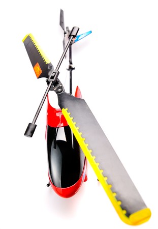 Toy helicopter on white backgroundの写真素材
