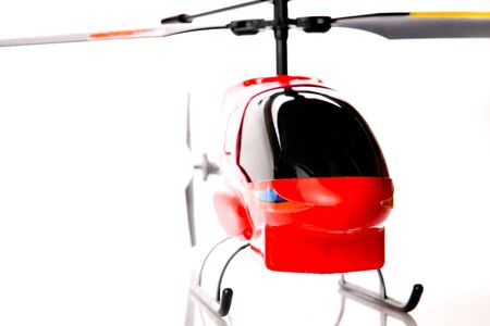 Toy helicopter over white backgroundの写真素材