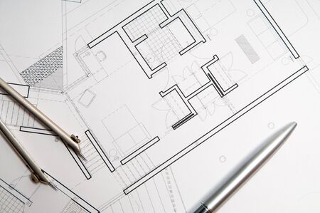 architecture blueprint & toolsの写真素材