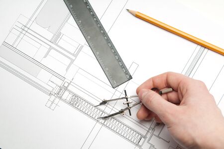 architecture blueprint & toolsの写真素材