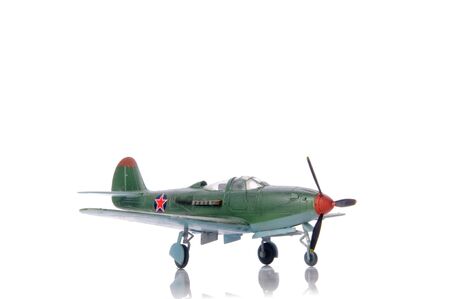 Isolated miniature model of war airplane