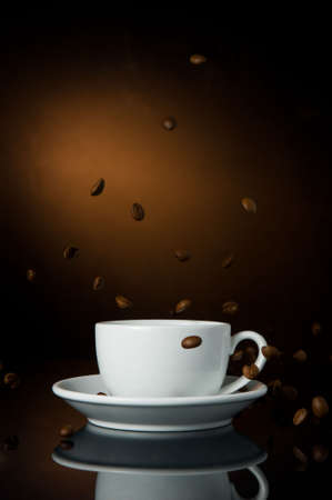 cup of coffe on color background