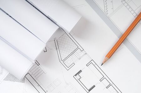 Architect blueprintsの写真素材