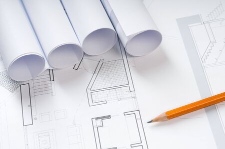 Architect blueprintsの写真素材