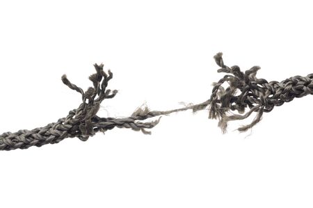 Breaking rope. Isolated over white.