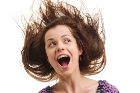 Woman. Isolated over white.の写真素材