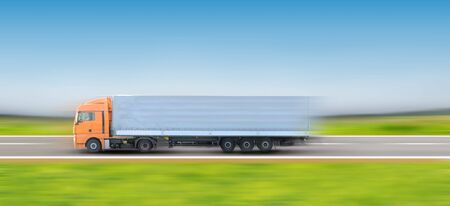 Car truck on country roadの写真素材