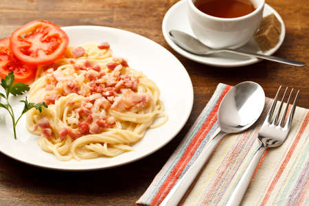 spaghetti carbonaraの写真素材