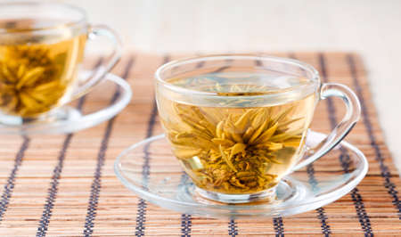 bright picture of green teaの写真素材