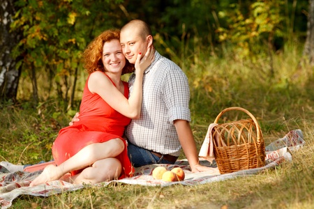 Young couple at outdoorの写真素材