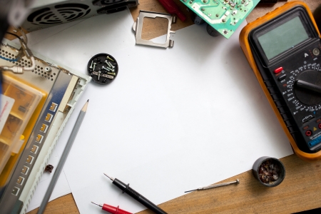 Tools on a background. Copyspace conceptの写真素材