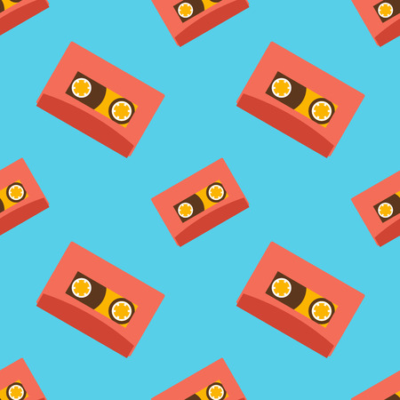 Retro audio casettes seamless patternのイラスト素材