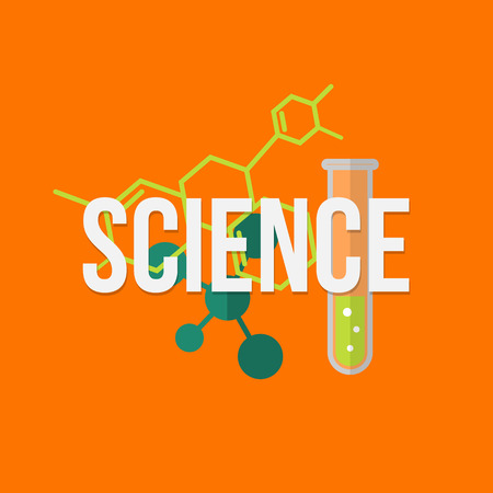 Science concept. Typegoraphy science elements. Vector illustration in flat styleのイラスト素材