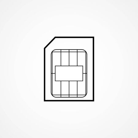 Micro sim card symbol. Outline vector illustrationのイラスト素材