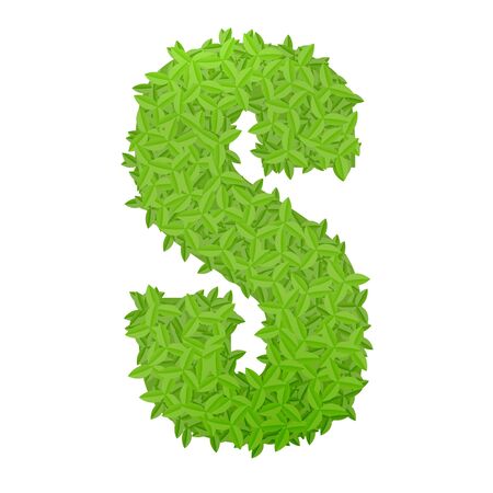 Vector illustration of uppercase letter S consisting of green leavesのイラスト素材