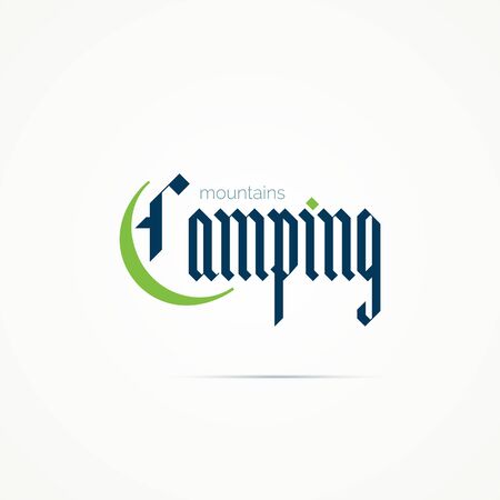Camping writing in modern gothic font.のイラスト素材