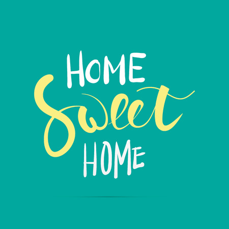 Home sweet home hand lettering with brush. Hand drawn inspiration quote in modern calligraphy style.  のイラスト素材