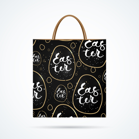 Paper bag with  handwritting word. Vector illustration with shadow.のイラスト素材