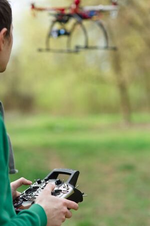 Man controling a drone.の写真素材