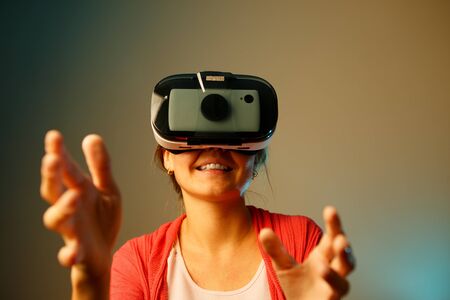 Woman looking though vr