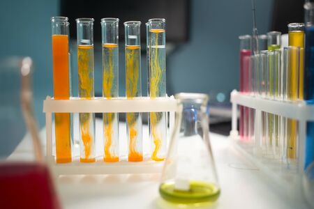 Tubes with reagents on tripod