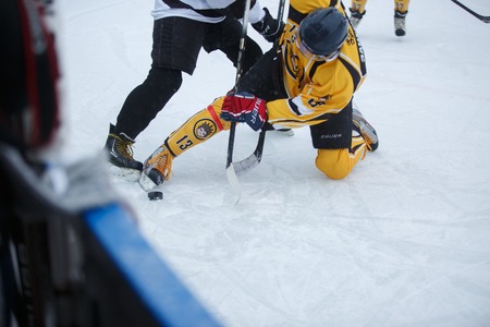 Moscow, Russia - January, 15, 2017: Amateur hockey league LHL-77. Game between hockey team New...