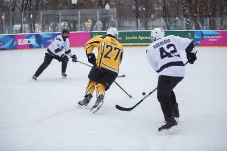Moscow, Russia - January, 15, 2017: Amateur hockey league LHL-77. Game between hockey team New...