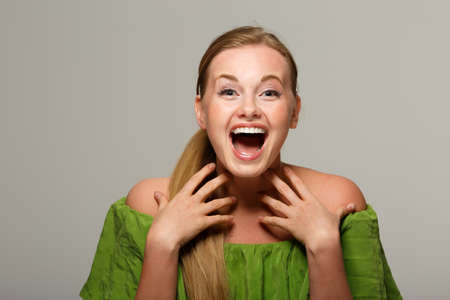 Young woman with open shouldersの写真素材