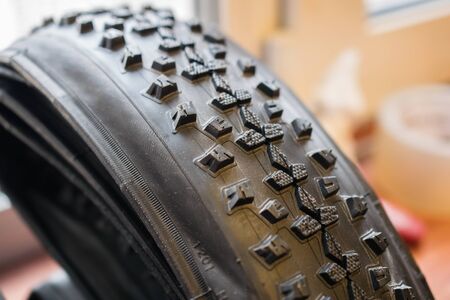 Photo of studded bicycle tireの写真素材