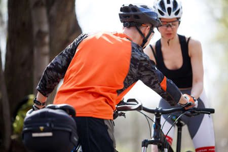Photo of cyclists in parkの写真素材