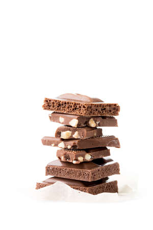 Chocolate porous, milky, with nutsの写真素材