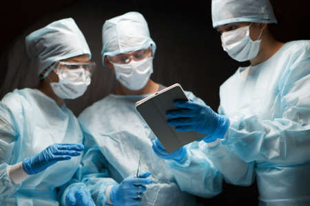 Photo of doctors with tabletの写真素材